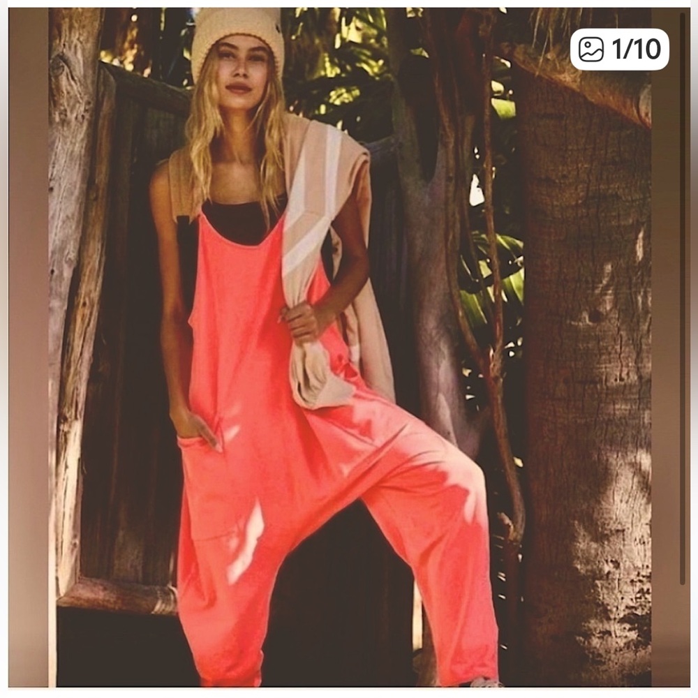 Free People Hot Shot Onesie Coral Pink in size XS